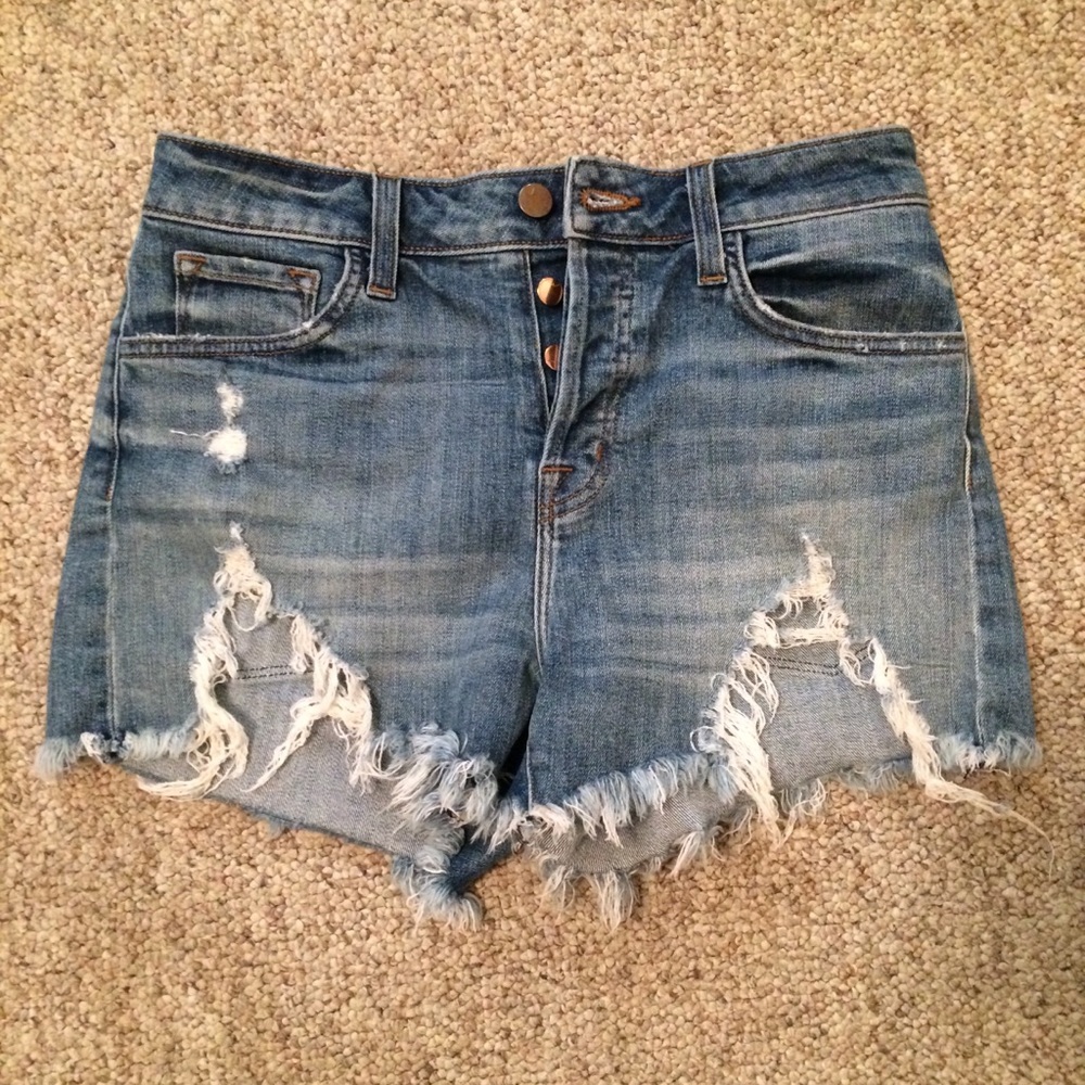 J Brand Gracie High Rise distressed denim shorts